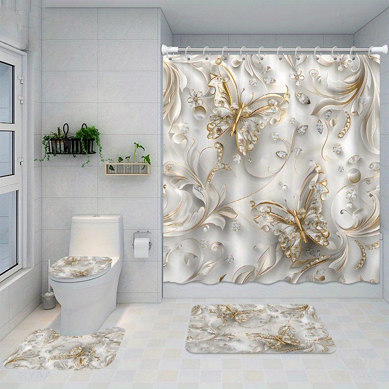 Bamboo Bath Mat - Juego de 4 cortinas de ducha
